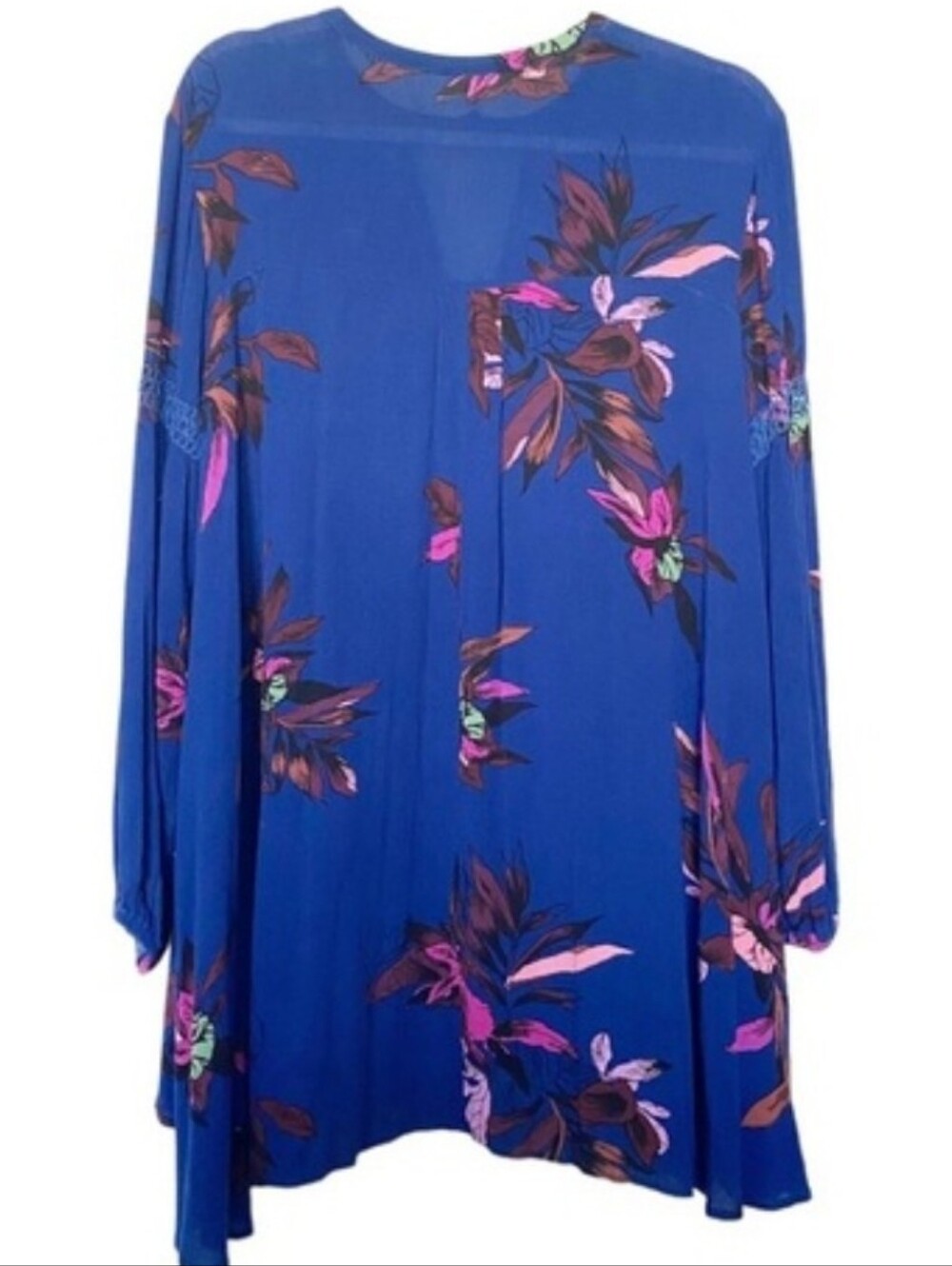 Free People Royal Navy Floral Keyhole Mini Dress / Tunic - Picture 5 of 11